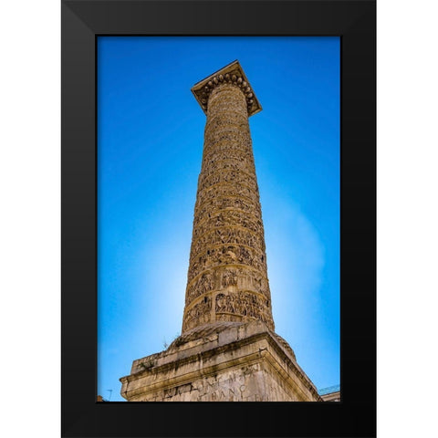 Emperor Marcus Aurelius Column-Rome-Italy Column erected in 193 AD Black Modern Wood Framed Art Print by Perry, William