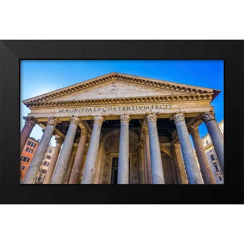 Roman Columns Pantheon-Rome-Italy Rebuilt by Hadrian in 118 to 125 AD Black Modern Wood Framed Art Print by Perry, William