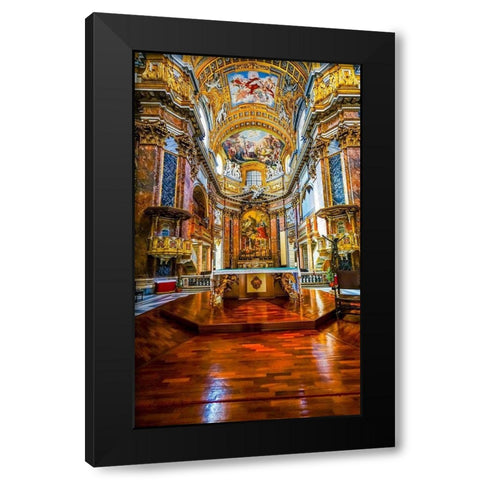 Altar Frescos Wood Floor Basilica Saint Ambrogio Carlo al Corso Basilica Church-Rome-Italy Black Modern Wood Framed Art Print by Perry, William