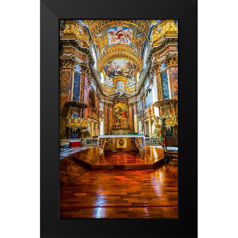 Altar Frescos Wood Floor Basilica Saint Ambrogio Carlo al Corso Basilica Church-Rome-Italy Black Modern Wood Framed Art Print by Perry, William