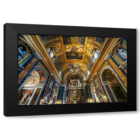 Altar Statues frescoes-Basilica Jesus and Mary Gesu e Maria Church-Rome-Italy Black Modern Wood Framed Art Print with Double Matting by Perry, William