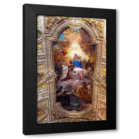 Ceiling Fresco Basilica Santa Maria in Traspontina Church-Rome-Italy Built in the 1600s Black Modern Wood Framed Art Print by Perry, William