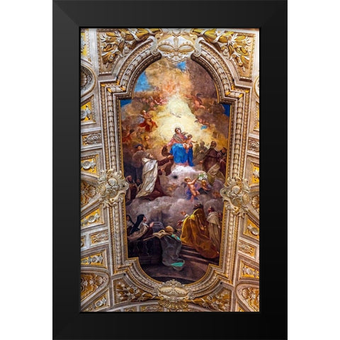 Ceiling Fresco Basilica Santa Maria in Traspontina Church-Rome-Italy Built in the 1600s Black Modern Wood Framed Art Print by Perry, William