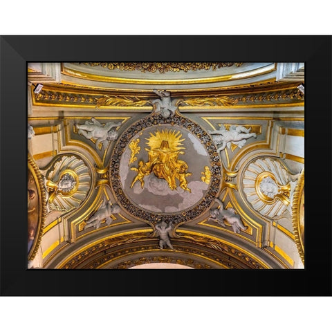 Golden Virgin Mary Angels Statues Ceiling Basilica Santa Maria in Traspontina Church-Rome Black Modern Wood Framed Art Print by Perry, William
