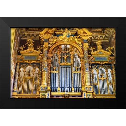 Golden Organ Basilica di San Giovanni in Laterano-Rome-Italy Built 324 by Emperor Constantine Black Modern Wood Framed Art Print by Perry, William