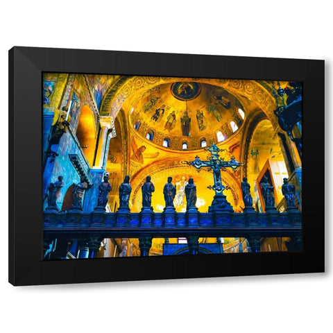 Cross Saint Marks Basilica arches-mosaics-Venice-Italy Black Modern Wood Framed Art Print with Double Matting by Perry, William