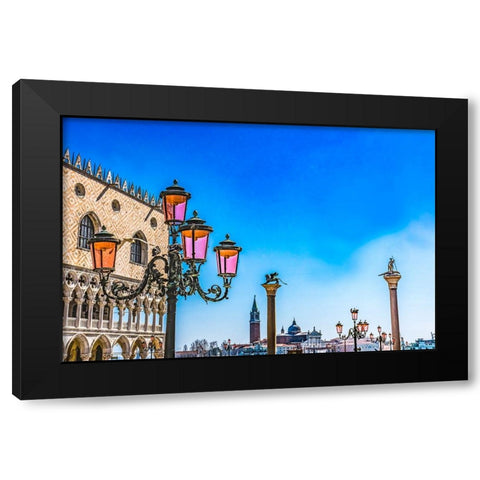Saint Marks Square-Doge Palace erected in 1100s Black Modern Wood Framed Art Print with Double Matting by Perry, William