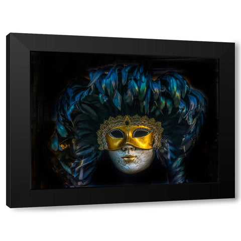 Black feathers Venetian mask-Venice-Italy-Used since the 1200s for Carnival-masks allowed the Venet Black Modern Wood Framed Art Print by Perry, William