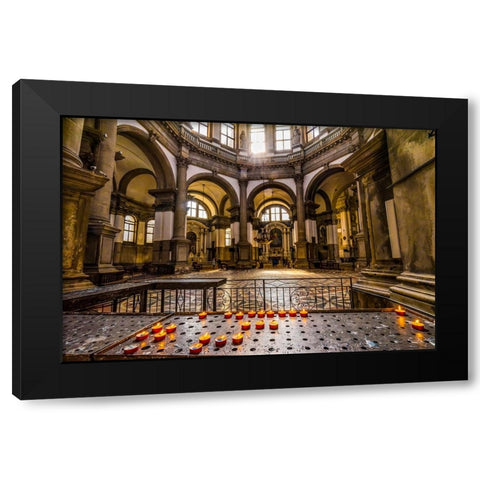 Candles-Santa Maria della Salute Church-Venice-Italy-Competed in 1681 Black Modern Wood Framed Art Print by Perry, William