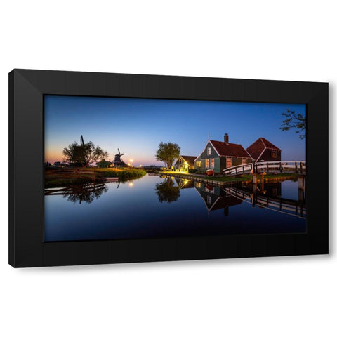 Europe-The Netherlands-Zaandam-Zaanse Schans at sunset Black Modern Wood Framed Art Print with Double Matting by Jaynes Gallery