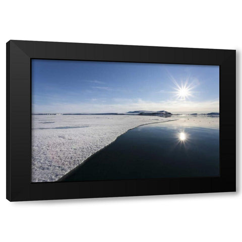 Svalbard Sunburst reflected in still water Black Modern Wood Framed Art Print by Young, Bill
