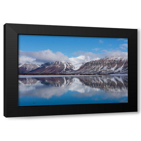 Norway-Svalbard-Spitsbergen-Fjord Arctic fjord reflections Black Modern Wood Framed Art Print with Double Matting by Hopkins, Cindy Miller