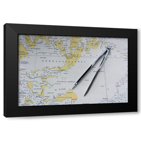 Svalbard Islands maritime map Black Modern Wood Framed Art Print by Pitamitz, Sergio