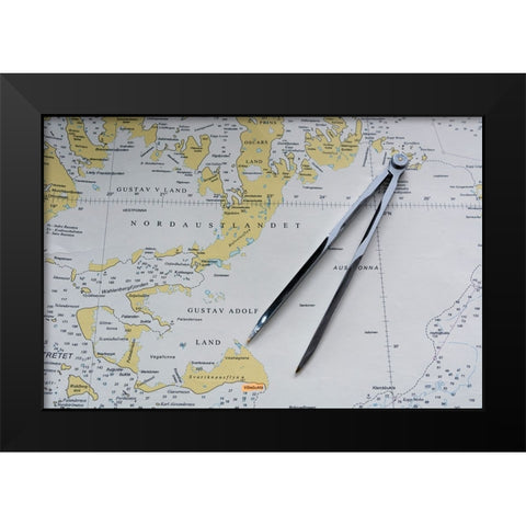 Svalbard Islands maritime map Black Modern Wood Framed Art Print by Pitamitz, Sergio