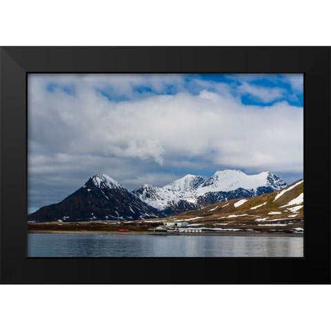 Polish research station in the Hornsund-Burgerbukta-Spitsbergen-Svalbard islands Black Modern Wood Framed Art Print by Pitamitz, Sergio