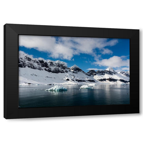 A view of the mountain peaks of Burgerbukta Black Modern Wood Framed Art Print with Double Matting by Pitamitz, Sergio