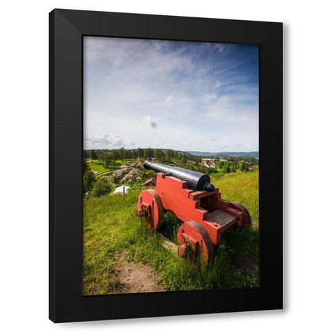 Norway-Ostfold County-Halden-Fredriksten Fortress-historic cannons Black Modern Wood Framed Art Print by Bibikow, Walter
