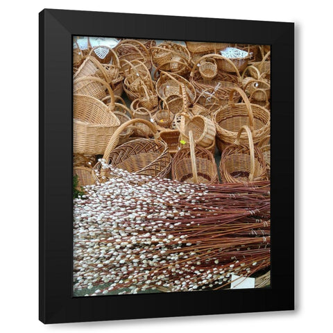 Historic Market Offerings-Krakow-Poland-Europe Black Modern Wood Framed Art Print with Double Matting by Miller, Anna