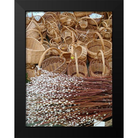 Historic Market Offerings-Krakow-Poland-Europe Black Modern Wood Framed Art Print by Miller, Anna
