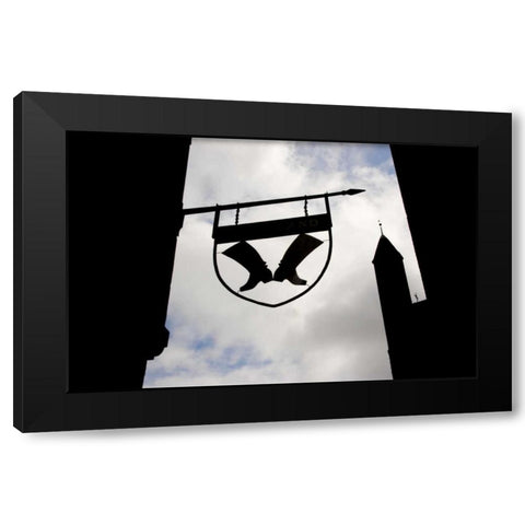 Poland, Gdansk Silhouette of shop sign Black Modern Wood Framed Art Print with Double Matting by Ross, Nancy ,  Steve
