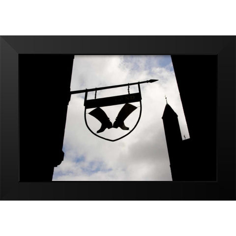 Poland, Gdansk Silhouette of shop sign Black Modern Wood Framed Art Print by Ross, Nancy ,  Steve