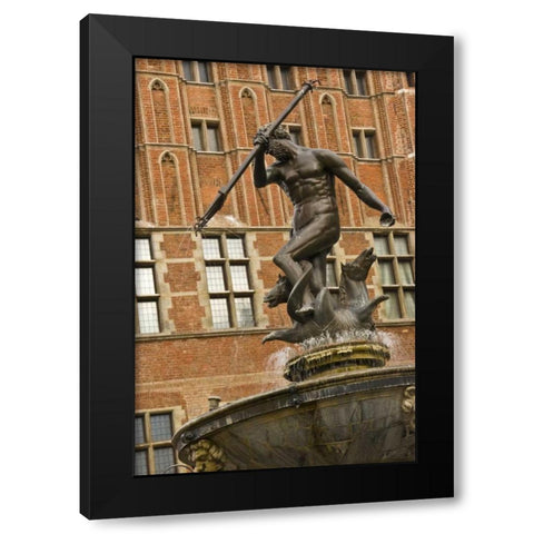 Poland Neptune Fountain in front of Artus Court Black Modern Wood Framed Art Print with Double Matting by Ross, Nancy ,  Steve