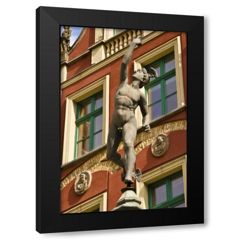 Poland, Gdansk Statue in Main Town Square Black Modern Wood Framed Art Print with Double Matting by Ross, Nancy ,  Steve