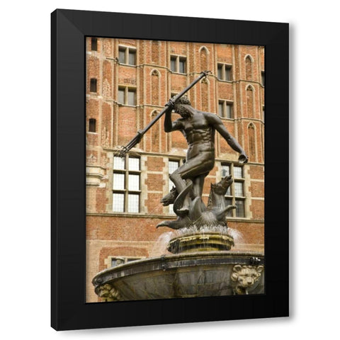 Poland Neptune Fountain in front of Artus Court Black Modern Wood Framed Art Print by Ross, Nancy ,  Steve