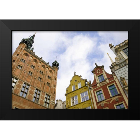Poland, Gdansk Town Hall and rooflines Black Modern Wood Framed Art Print by Ross, Nancy ,  Steve