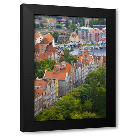 Poland, Gdansk View of buildings and bay Black Modern Wood Framed Art Print by Zuckerman, Jim