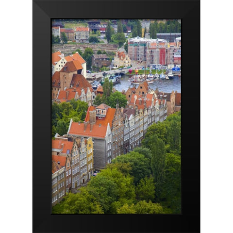 Poland, Gdansk View of buildings and bay Black Modern Wood Framed Art Print by Zuckerman, Jim