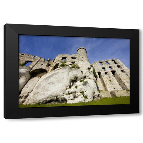 Poland Close-up of Ogrodzieniec Castle Black Modern Wood Framed Art Print with Double Matting by Zuckerman, Jim