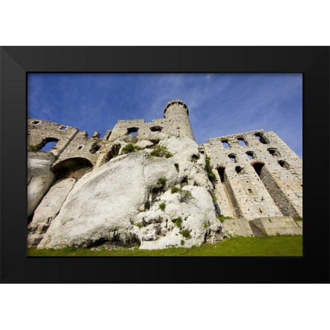 Poland Close-up of Ogrodzieniec Castle Black Modern Wood Framed Art Print by Zuckerman, Jim