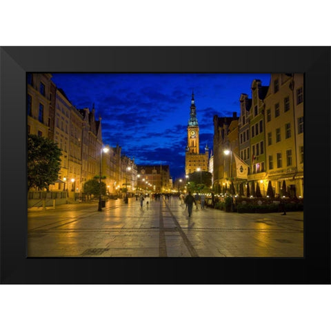 Poland, Gdansk Plaza for walking and dining Black Modern Wood Framed Art Print by Zuckerman, Jim