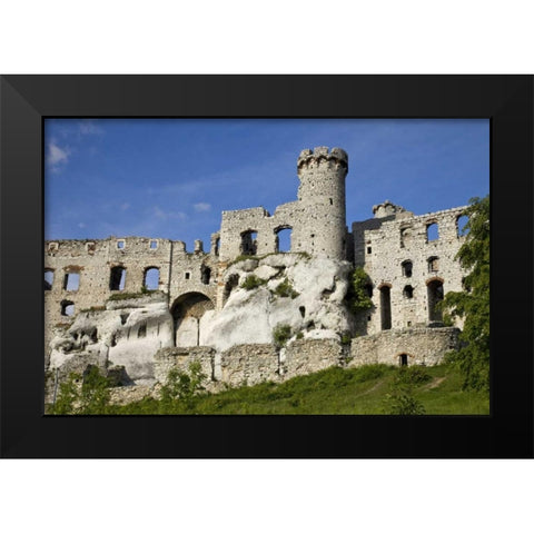 Poland Close-up of Ogrodzieniec Castle Black Modern Wood Framed Art Print by Zuckerman, Jim