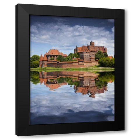 Poland, Malbork Medieval Malbork Castle Black Modern Wood Framed Art Print by Zuckerman, Jim
