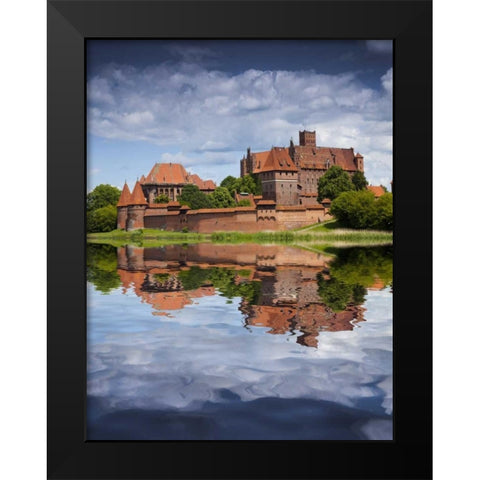 Poland, Malbork Medieval Malbork Castle Black Modern Wood Framed Art Print by Zuckerman, Jim