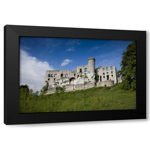 Poland View of Ogrodzieniec Castle Black Modern Wood Framed Art Print with Double Matting by Zuckerman, Jim