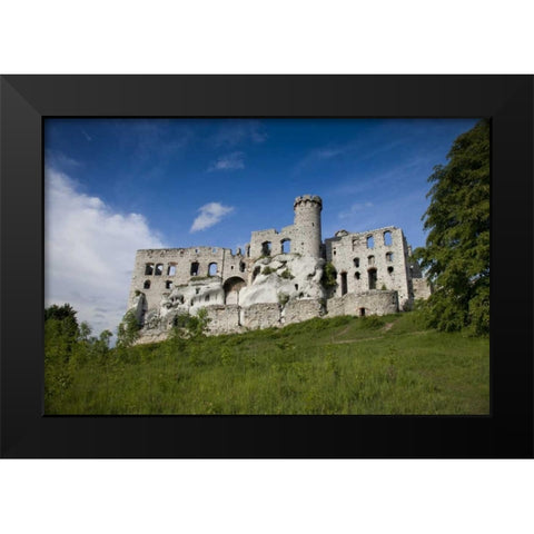 Poland View of Ogrodzieniec Castle Black Modern Wood Framed Art Print by Zuckerman, Jim