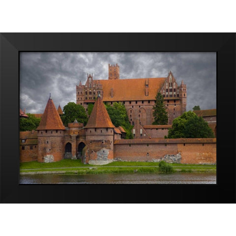 Europe, Poland, Malbork Medieval Malbork Castle Black Modern Wood Framed Art Print by Zuckerman, Jim