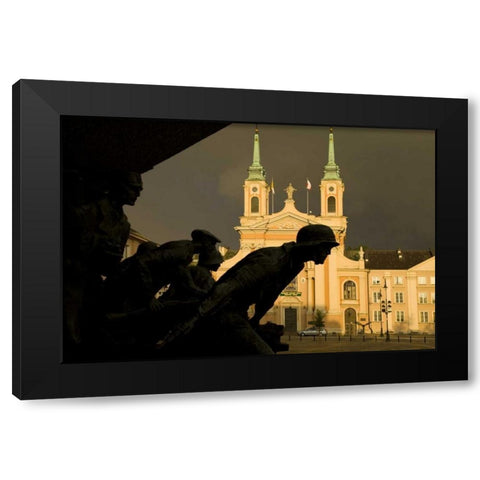 Poland, Warsaw World War II memorial silhouette Black Modern Wood Framed Art Print by Zuckerman, Jim