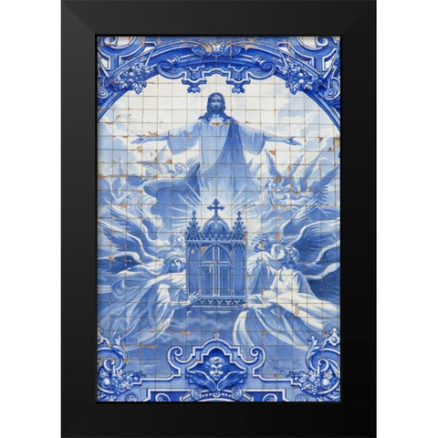 Portugal, Porto Mosaic at Santo Ildefonso Church Black Modern Wood Framed Art Print by Zuckerman, Jim