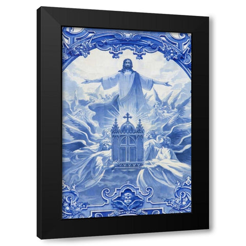 Portugal, Porto Ildefonso Church Mosaic Black Modern Wood Framed Art Print by Zuckerman, Jim
