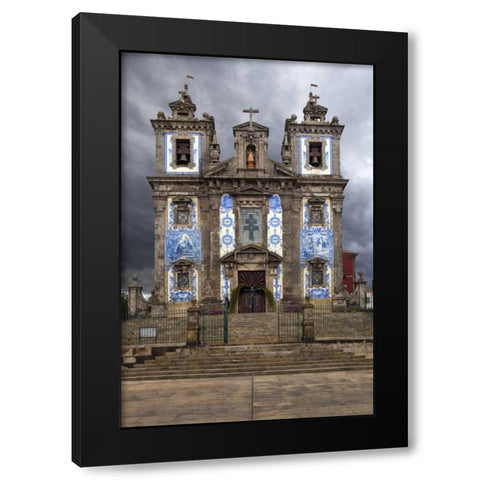 Portugal, Porto Front of Santo Ildefonso Church Black Modern Wood Framed Art Print with Double Matting by Zuckerman, Jim