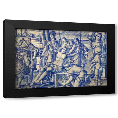 Portugal, Almancil St Lawrence Church tilework Black Modern Wood Framed Art Print with Double Matting by Zuckerman, Jim