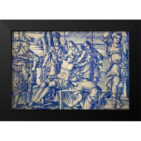 Portugal, Almancil St Lawrence Church tilework Black Modern Wood Framed Art Print by Zuckerman, Jim