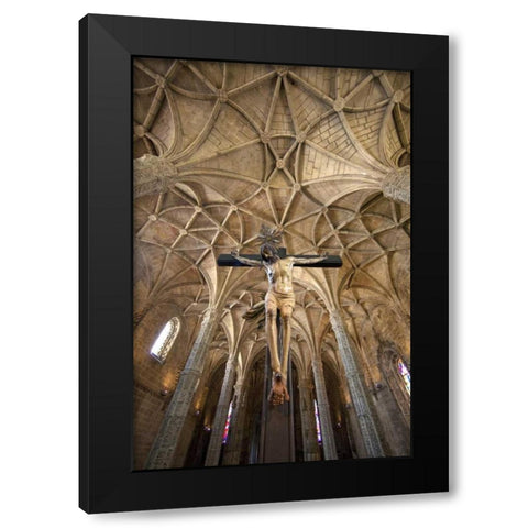 Portugal, Lisbon Jeronimos Monastery= interior Black Modern Wood Framed Art Print by Zuckerman, Jim