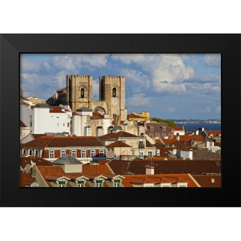 Portugal, Lisbon Lisbon Cathedral in daytime Black Modern Wood Framed Art Print by Zuckerman, Jim