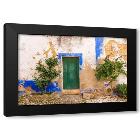 Europe-Portugal-Obidos-Weathered house exterior Black Modern Wood Framed Art Print with Double Matting by Jaynes Gallery