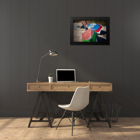 Europe-Portugal-Torreira-Wooden boats on beach Black Modern Wood Framed Art Print by Jaynes Gallery